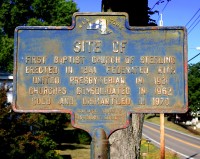 Roadside Historical Marker Sterling Baptist Church closeup